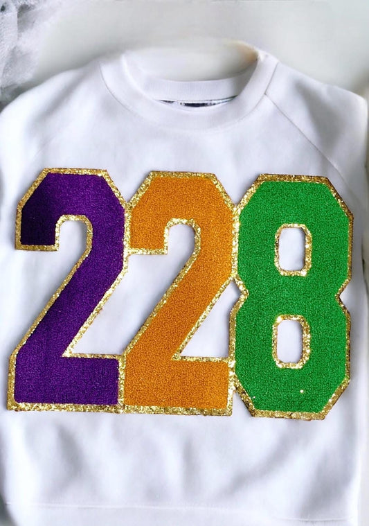 228 Mardi Gras Themed Chenille Patch SWEATSHIRT